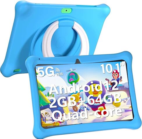 SGIN kids Tablet 2GB RAM 64GB ROM, 10 Inch Tablet Android 12 for Kids with Case with Parental Control APP, Dual Camera, Educational Games，iWawa Kids APP, Bluetooth, WiFi, Blue in Saudi Arabia