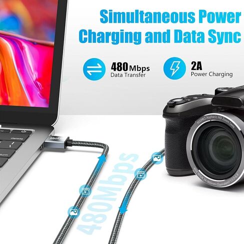 Meokse 20FT Mini USB Cable, USB 2.0 Type A to Mini B High Speed Data Sync Charging Cord, Durable Portable Cable Compatible with Hero HD, Dash Cams, Digital Cameras, MP3 Players, Cell Phones in Saudi Arabia