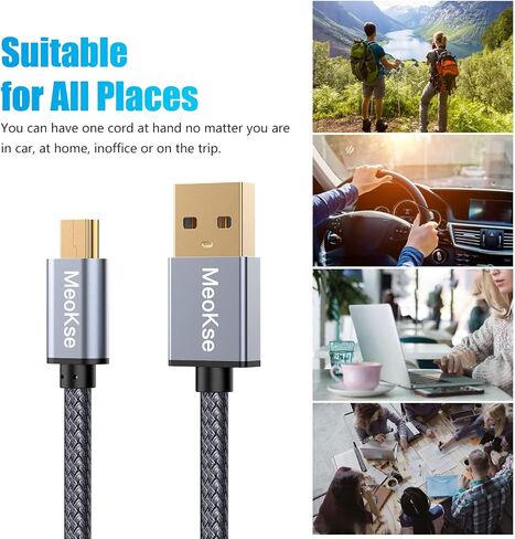 Meokse 20FT Mini USB Cable, USB 2.0 Type A to Mini B High Speed Data Sync Charging Cord, Durable Portable Cable Compatible with Hero HD, Dash Cams, Digital Cameras, MP3 Players, Cell Phones in Saudi Arabia