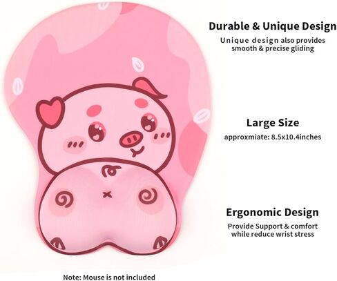 Ergonomic Mouse Pad with Gel Wrist Support 3D Funny Butt Anime Wrist Rest for Home & Office - Cute Dog in Kuwait