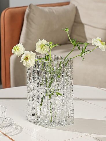 مزهرية زجاجية شفافة بتصميم جليدي بطول 8.3 بوصة in Kuwait