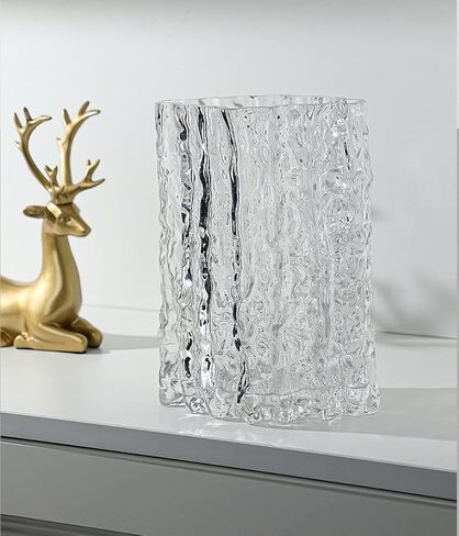 مزهرية زجاجية شفافة بتصميم جليدي بطول 8.3 بوصة in Kuwait