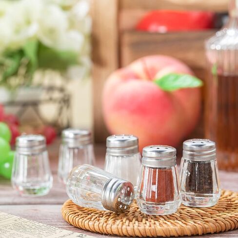 100 Pack Mini Salt and Pepper Shakers Bulk Glass Salt and Pepper Holders Small Clear Parmesan Cheese Shaker Spice Shaker Tiny Retro Style Dispensers with 10 Plastic Mini Funnels 100 Tags 100 Ropes in Saudi Arabia