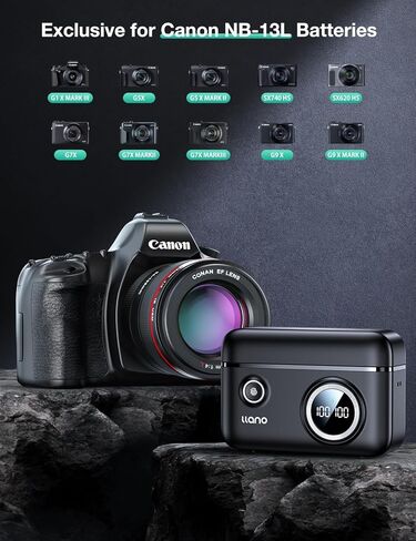 شاحن سريع للبطارية المزدوجة من llano NB-13L لكاميرا Canon PowerShot G7X، G7X Mark II، G7X Mark III، SX740HS، G1XMark III، G5X، G5X Mark II، G9X، G9X Mark II، SX620HS، SX720HS in Kuwait