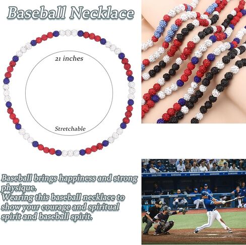 Baseball Ice Necklace for Men Women Bling Beaded Baseball Necklace Athlete Inspired Necklace Accessories Gift for Baseball Lovers Players in Saudi Arabia