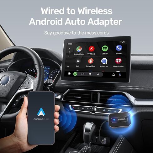 Unitek Wireless Android Auto محول Android Auto Wireless Dongle للسيارات السلكية التي تعمل بنظام Android Auto، سهولة الإعداد والتوصيل والتشغيل، مع موصل USB-C، متوافق مع هواتف Android in Kuwait