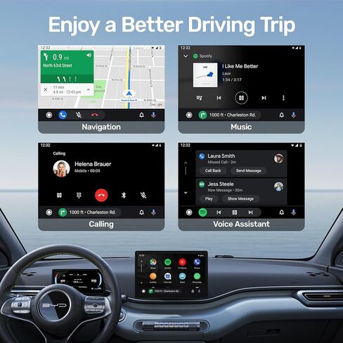 Unitek Wireless Android Auto محول Android Auto Wireless Dongle للسيارات السلكية التي تعمل بنظام Android Auto، سهولة الإعداد والتوصيل والتشغيل، مع موصل USB-C، متوافق مع هواتف Android in Kuwait