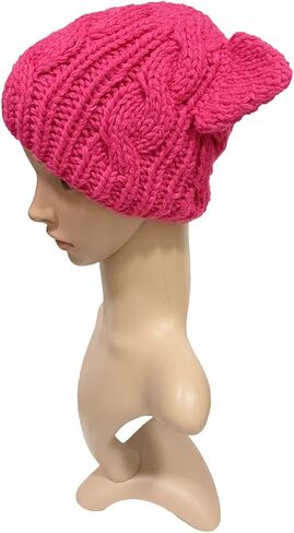 BIBITIME Knitted Dog Ears Hat Women March Pussycat Crochet Beanie Handmade Warm Cap in Saudi Arabia