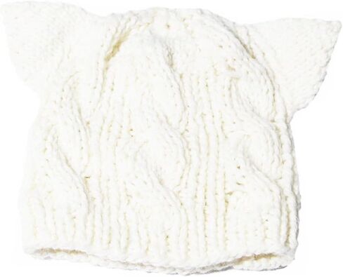BIBITIME Knitted Dog Ears Hat Women March Pussycat Crochet Beanie Handmade Warm Cap in Saudi Arabia