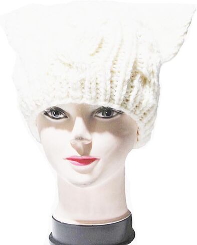 BIBITIME Knitted Dog Ears Hat Women March Pussycat Crochet Beanie Handmade Warm Cap in Saudi Arabia