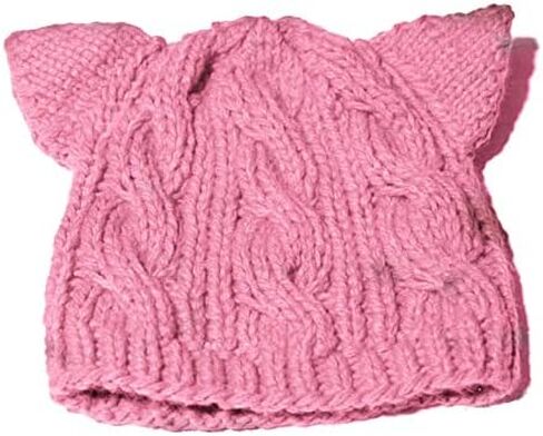 BIBITIME Knitted Dog Ears Hat Women March Pussycat Crochet Beanie Handmade Warm Cap in Saudi Arabia