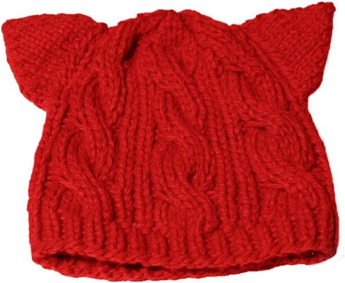 BIBITIME Knitted Dog Ears Hat Women March Pussycat Crochet Beanie Handmade Warm Cap in Saudi Arabia