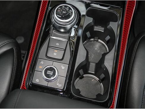 SUNJIKA Compatible with 2PCS Carbon Fiber Center Console Gear Shift Water Cup Holder Panel Side Strips Frame Cover Sticker Interior Accessories for Ford Explorer 2020 2021 2022 (Red) in Saudi Arabia