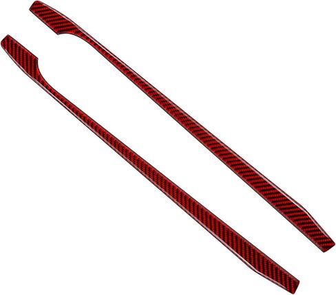 SUNJIKA Compatible with 2PCS Carbon Fiber Center Console Gear Shift Water Cup Holder Panel Side Strips Frame Cover Sticker Interior Accessories for Ford Explorer 2020 2021 2022 (Red) in Saudi Arabia