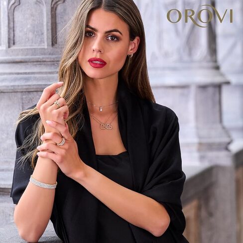 مجوهرات نسائية 14K (585) عقد من الذهب الأبيض متقاطع 0.05 قيراط قلادة ألماس على سلسلة كبح من الذهب الأبيض عيار 17.7 بوصة عيار 14 قيراط in Kuwait