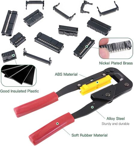 Keadic 49 Pieces FC-10 16 20 26 Pin Female Header IDC Cable Connector 2.54mm Pitch with IDC Crimp Tool, for Flat Ribbon Cable and IDC Connectors in Saudi Arabia