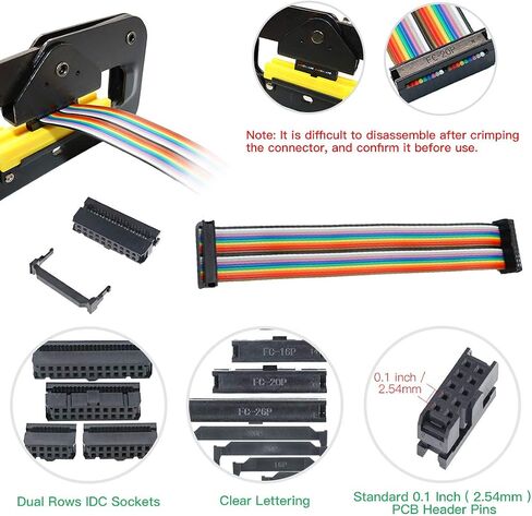 Keadic 49 Pieces FC-10 16 20 26 Pin Female Header IDC Cable Connector 2.54mm Pitch with IDC Crimp Tool, for Flat Ribbon Cable and IDC Connectors in Saudi Arabia