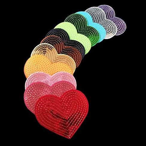 12 قطعة قطعة حبة الخفقان الحب القلب المطرزة التصحيح الحديد على الخياطة الترتر زين للزينة الملابس الجينز in Kuwait