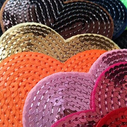 12 قطعة قطعة حبة الخفقان الحب القلب المطرزة التصحيح الحديد على الخياطة الترتر زين للزينة الملابس الجينز in Kuwait