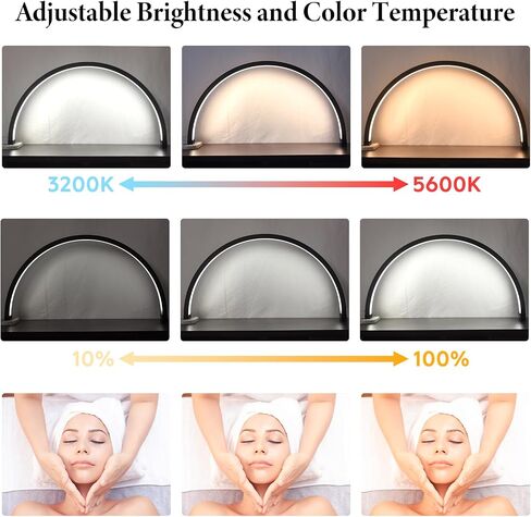 Half Moon Light for Nail Desk, 30 in 40W Half Moon Table Lamp Nail Desk Lamp with Phone Holder for Nail Tech, Beauty, Eyelashes, Tattoos, Crafts, Lash Lamp with Touch Brightness Adjustment in Saudi Arabia
