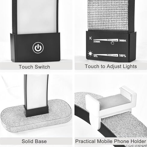 Half Moon Light for Nail Desk, 30 in 40W Half Moon Table Lamp Nail Desk Lamp with Phone Holder for Nail Tech, Beauty, Eyelashes, Tattoos, Crafts, Lash Lamp with Touch Brightness Adjustment in Saudi Arabia