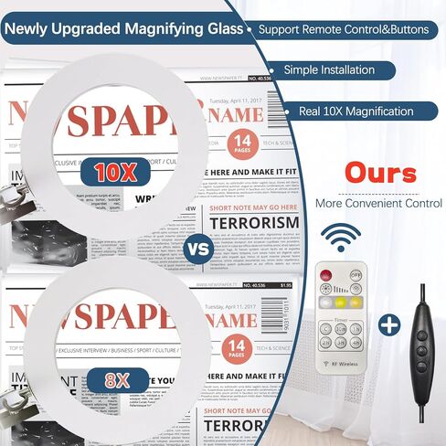 قاعدة ومشبك كبير للمكبر 10X، عدسة مكبرة مع ضوء وحامل، 3 أوضاع للألوان 10 مصابيح مكبرة بذراع متأرجح قابلة للتعديل للعمل عن قرب، والحرف اليدوية، والرسم، والإصلاح. (أبيض) in Kuwait