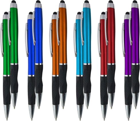 SyPen 2-1Twist Action Stylish Metallic Capacitive Stylus with Comfort Grip Ball Point Black Ink Pen for Touchscreen Devices, iPhone, Ipad, Android Tablets (12-Pack) in Saudi Arabia