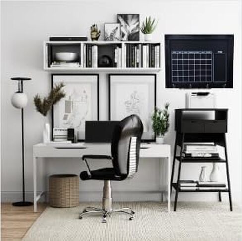 تقويم سبورة شهري كبير للجدار مع خطافات | 24 بوصة × 30 بوصة | أبيض | إطار خشبي ريفي | تقويم سبورة الطباشير للجدار الكبير | يتضمن قلم التحديد والحامل | سبورة تقويم شهرية للحائط in Kuwait