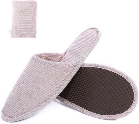 SUSYBAO Spa Slippers portable Knitted Cotton Travel Slippers Foldable House Shoes Non-Slip Closed Toe Slippers with Storage Pouch Machine Washable Slippers for Home Hotel Guest Airplane, Free Size in Saudi Arabia