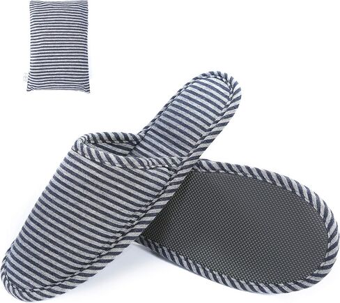 SUSYBAO Spa Slippers portable Knitted Cotton Travel Slippers Foldable House Shoes Non-Slip Closed Toe Slippers with Storage Pouch Machine Washable Slippers for Home Hotel Guest Airplane, Free Size in Saudi Arabia