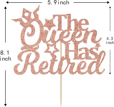 Rose Gold Glitter the Queen Has Retired Cake Topper, Officially Retired Cake Decor, Happy Retirement Party Decorations Supplies for Women in Kuwait