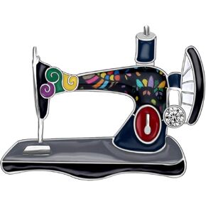 Bonsny Enamel Alloy Rhinestone Sewing Machine Brooches Pin Jewelry For Women Girls Novelty Gift Charms