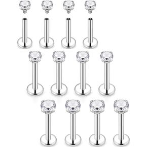 Kridzisw 16G الشفاه Labret ميدوسا خواتم الأزرار مترابطة داخليًا 316L الفولاذ الجراحي ثعبان لدغة الشفاه خواتم مسطحة الظهر Catilage Tragus Helix Daith أقراط الثقب مجوهرات للنساء الرجال 8 مم in Kuwait