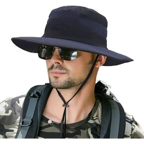 Muryobao Men's Sun Hats UV Protection Summer Hat Wide Brim UPF50 Fishing Boonie Hat Waterproof Packable Bucket Cap
