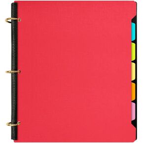 مجلد دفتر ملاحظات الكل في واحد، دفتر ملاحظات قابل لإعادة الملء مقاس 1 بوصة، 3 حلقات مع 5 فواصل ملونة قابلة للتحريك، جيب داخلي بلاستيكي - أحمر in Kuwait