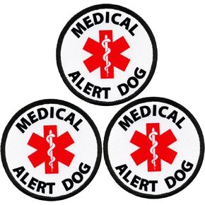 3Pcs Medical Alert Dog Embroidered Hook & Loop Patch, Tactical Service Dog Patch for Vests Gear Caps Bags Backpacks