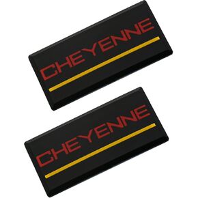 SSDD 2pcs Cheyenne Cab Emblems Replacement for 88-94 Chevrolet Side Roof Pillar 3D Badge Nameplate (Chrome/Red)