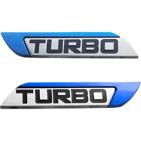 OnlyYou.X Turbo Emblem Turbo Badge Side Turbo Sticker Compatible with Universal Pickup and Car Left and Right 2 Pieces Red Chrome Metal