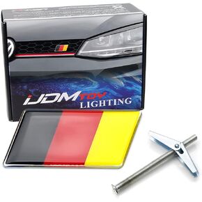 iJDMTOY Germany Flag Emblem Badge w/Grille/Mesh Mount Toggle Bolt Anchor Compatible with European Cars