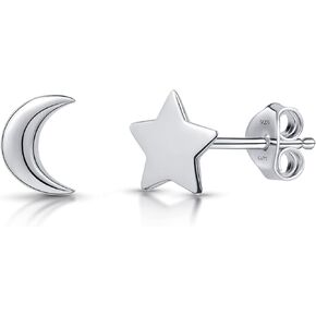 Amberta Women 925 Sterling Silver Celestial Stud Earrings