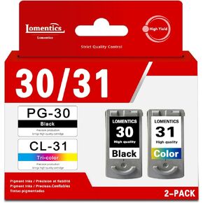 خراطيش حبر ملونة PG-30 باللون الأسود وCL-31 (عبوة من قطعتين، أسود، ثلاثي الألوان) - بديل حبر Lometic PG30 CL31 لطابعة Canon iP2600 iP1800 MX310 MX300 MP210 MP470 MP140 MP190 in Kuwait