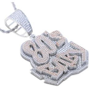 Hip Hop 80'S BABY Men Pendant Necklace 3D Shaped Micro Pave 5A Cubic Zirconia CZ Two Tone Gold Plated Cool Male Jewelry