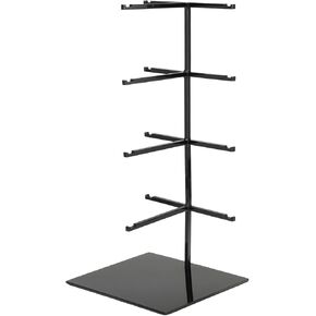 uxcell Sunglasses Display Stand, 1Pcs - Stainless Steel Sunglass Rack, 4-tier Glasses Stand with Jewelry Holder Base, Eyewear Rack for Optical Shop (Black)