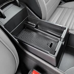 TACORBO Center Console Organizer Compatible with Kia Sportage 2023 2024 NQ5 Accessories, 5th Generation Sportage Armrest Insert Tray Secondary Storage Box floor mats, ABS Material Black Line