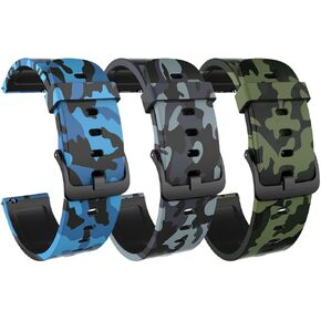 FitTurn 3 Pack Camouflage Bands Compatible for KOSPET Tank M1/M1 Pro Smart Watch Replacement Wrist Strap for AMAZTIM C20/C20 Pro Smartwatch Soft Silicone Sport Camouflage Watchband for Men