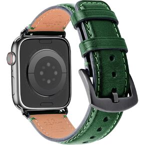 Wristitani Compatible with Apple Watch Band 49mm 45mm 44mm 42mm 41mm 40mm 38mm, Oil Wax Leather Watch Band for iWatch Series 8/7/6/SE/5/4/3/2/1, Vintage Replacement Wristband for Men Women