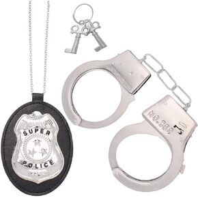 Beelittle Police Handcuffs Badge Cop Costume for Swat Detective FBI Halloween