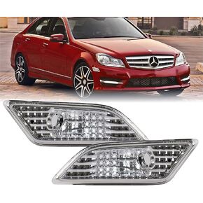 USR DEPO 12-14 W204 Clear Bumper Side Marker Light Assembly Set (Left + Right) Compatible for 2012-2014 Mercedes Benz W204