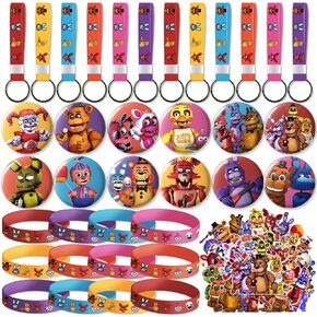 لوازم الحفلات لخمس ليالٍ فريدي، 12 قطعة من دبابيس الأزرار 12 قطعة من حلقات المفاتيح 12 قطعة، 50 ملصقًا، ديكورات حفلات أعياد ميلاد الأطفال in Kuwait