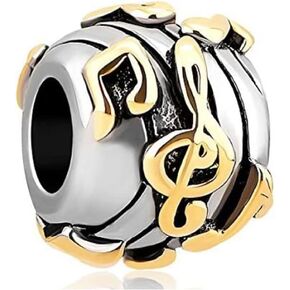 Music Note Bead Charms Compatible with Pandora Bracelet Necklace for Women